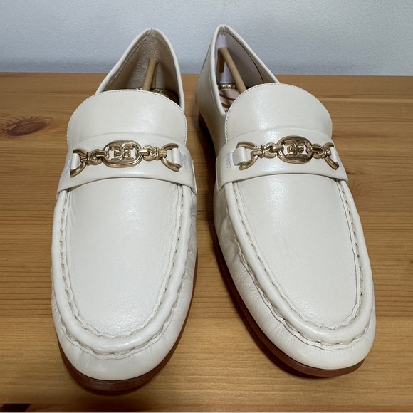 Sam Edelman Lucca Ivory Leather Chain Loafers Slip-On Flats Size 11 NWT - Picture 4 of 8